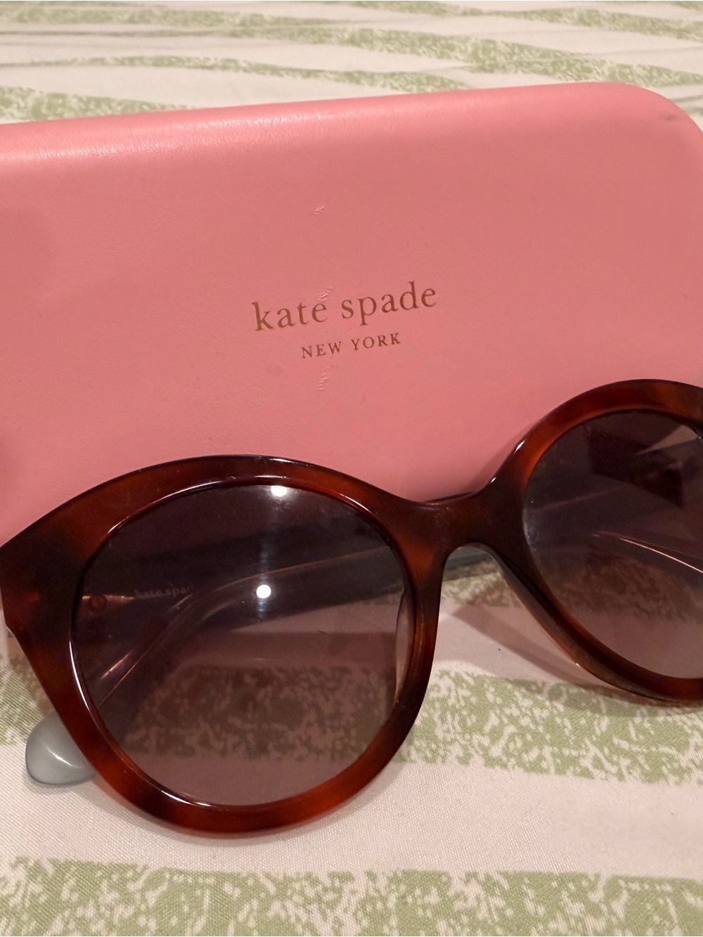 kate spade Brown Tortoiseshell Round Women’s Sunglasses
